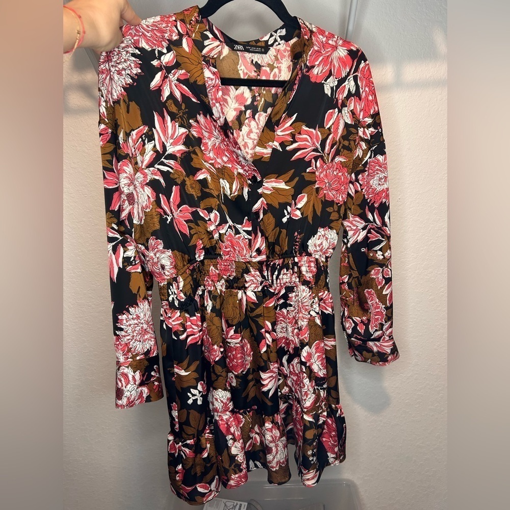 Zara Mini Floral Print Dress NWT - Picture 6 of 13